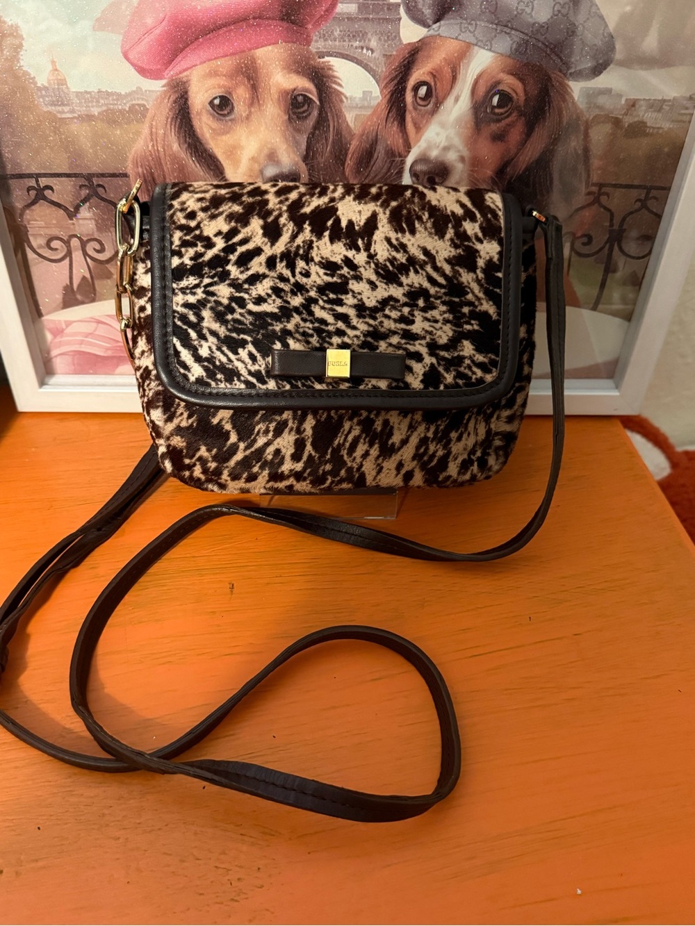 Furla Calf hair Leopard Print Crossbody with COA VGUC